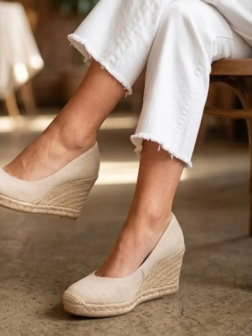 EUC J.Crew Seville Metallic Shimmer Canvas Jute Wedge Espadrilles Shoes Sz 8.5 M